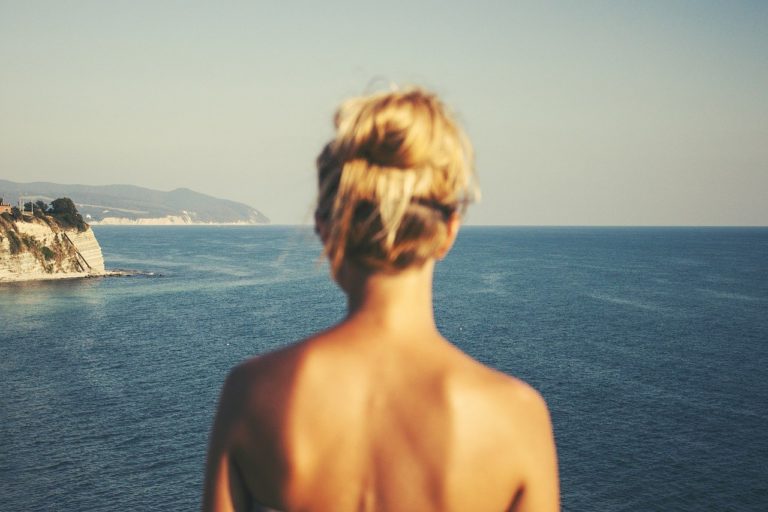 woman, back, blonde